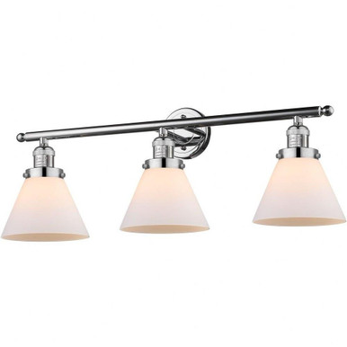 Large Cone 3 Light Matte White Glass Vanity Light by Innovations - 205-PC-G41