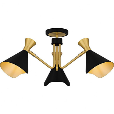 Arden 3 Light Semi Flush Mount 11 Inch Tall and 26 Inch Wide by Quoizel - ADN1726MBK