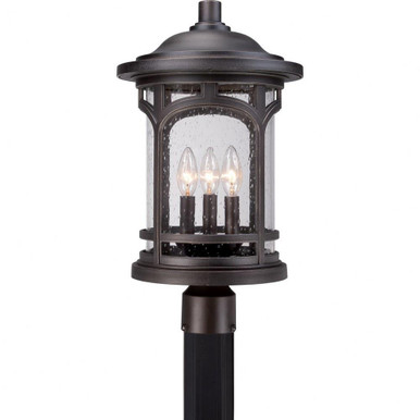 Marblehead 3 Light Outdoor Post Lantern with Coastal Armour by Quoizel  - MBH9011