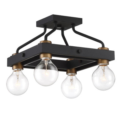 Ravella 4 Light 11.75 Inch Wide Semi Flush Mount by Designers Fountain - 94211-bk