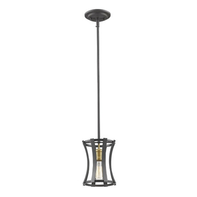 Geist 1 Light Small Pendant 6.5 Inch Wide by Z-Lite - 446MP6-BZGD