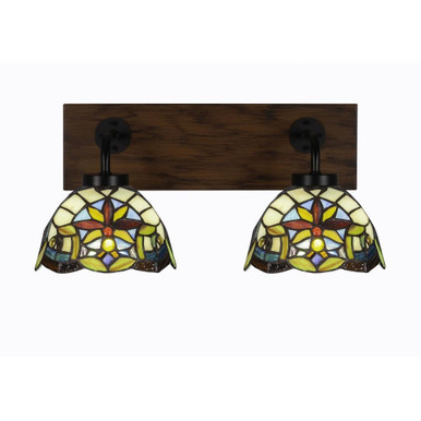 Oxbridge 2 Light Art Glass Vanity Light 17.25 Inch Length by Toltec - 1772-MBWG-9365