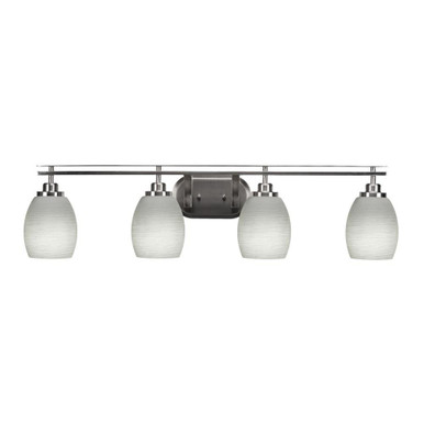 Odyssey 4 Light Line Glass Vanity Light 38.25 Inch Length by Toltec - 2614-BN-615