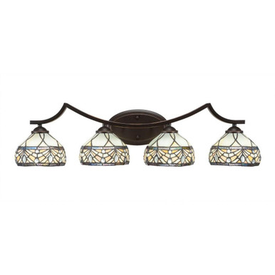 Zilo 4 Light Art Glass Vanity Light 32.5 Inch Length by Toltec - 554--825-325