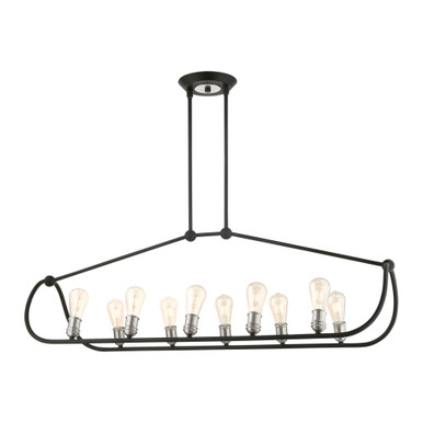 Archer 10 Light Small Linear Chandelier by Livex - 49738-14