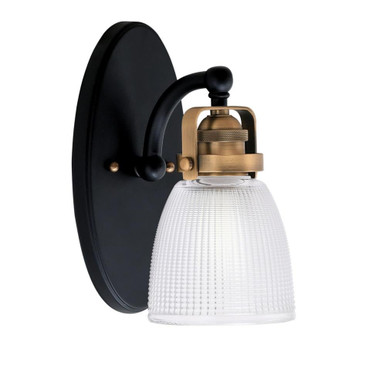 Easton 1 Clear Ribbed Glass Light Wall Sconce by Toltec - 1931-MBBN-500