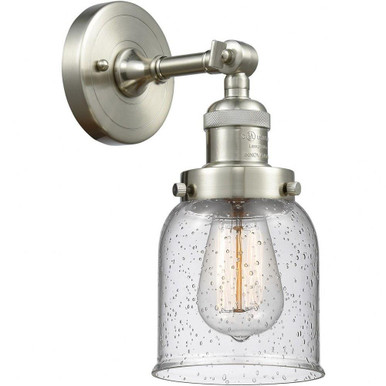 Small Bell 1 Light Seedy Glass Wall Sconce 5 Inch Wide by Innovations - 203-SN-G54