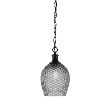 Zola 1 Light Smoke Textured Glass Chain Hung Small Pendant by Toltec - 96-BN-4902