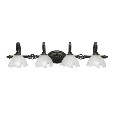 Elegante 4 Light Down Glass Vanity Fixtures by Toltec - 164-DG-755