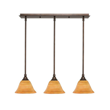 Any 3 Light Pendant 27 Inch Length by Toltec - 25-BRZ-454