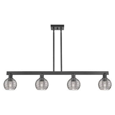 Athens Deco Swirl 4 Light Stem Hung Island 46 Inch Wide by Innovations - 716-4I-BK-G1213-6SM