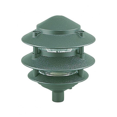 One Light Outdoor Landscape Path Fixture in Pagoda Design with Black Powder Coat Finish 6 inches W x 7 inches H - 73-BEL-1002003