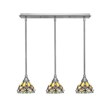3 Light Stem Hung Linear Pendant 6.75 x 26.75 Inch Length by Toltec  - 25-BN-9435