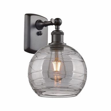Athens Deco Swirl 1 Light Wall Sconce 13 Inch Tall by Innovations - 516-1W-OB-G1213-8SM