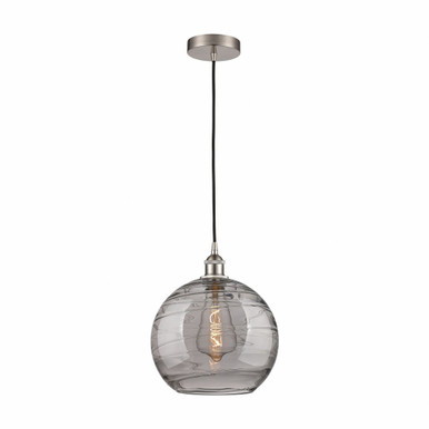 Athens Deco Swirl 1 Light Cord Down Mini Pendant 13.38 X 12 by Innovations - 616-1P-SN-G1213-12SM