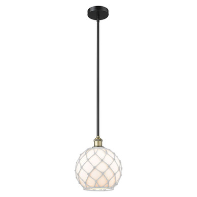 Farmhouse Rope 1 Light Stem Hung Mini Pendant 11.5 and 10 by Innovations - 616-1S-BAB-G121-10RW
