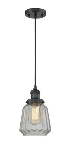 Chatham 1 Light Cord hung Mini Pendant 11.13 and 7 Inch Wide by Innovations - 201C-BK-G142