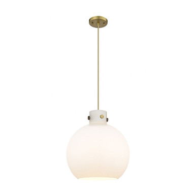 Newton Sphere 1 Light Cord Hung Pendant 15 and 14 Inch Wide by Innovations - 410-1PL-BB-G410-14WH