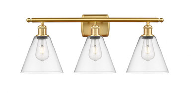 Berkshire Glass 3 Light Bath Vanity 11 Inch and 28 Inch Wide by Innovations - 516-3W-SG-GBC-82