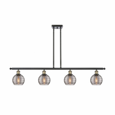 Athens Deco Swirl 4 Light Stem Hung Island 8.63 InchX48 Inch by Innovations - 516-4I-BAB-G1213-6SM