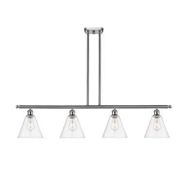 Berkshire Glass 4 Light Stem hung Island 10.5X48 Inch Wide by Innovations - 516-4I-GBC-8
