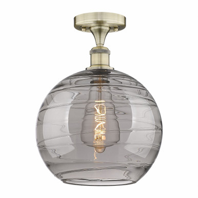 Athens Deco Swirl 1Light Semi Flush Mount 15.38 InchX12 Inch by Innovations - 616-1F-AB-G1213-12SM