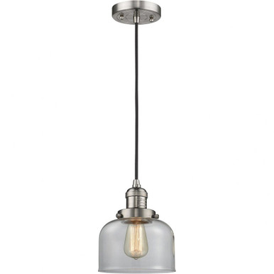 Bell 1 Light Cord hung Mini Pendant 8.88 X 7.75 Inch Wide by Innovations - 201C-SN-G72