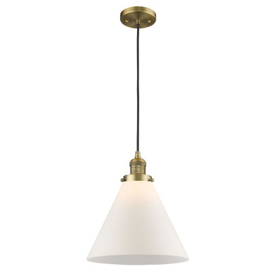 Cone 1 Light Cord Hung Mini Pendant 14.13 and 12 Inch Wide by Innovations - 201C-G4L