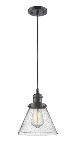 Cone 1 Light Cord Hung Mini Pendant 9.13 and 7.75 Inch Wide by Innovations - 201C-OB-G44