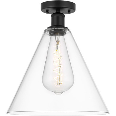 Berkshire Glass 1 Light Semi Flush Mount 15X12 Inch Wide by Innovations - 616-1F-BK-GBC-122