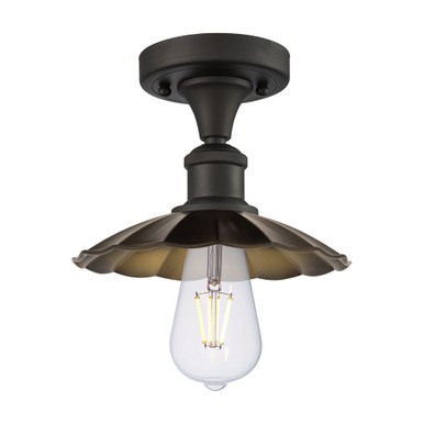 Scallop 1 Light Semi Flush Mount 5.5 Inch and 7.5 Inch Wide by Innovations - 516-1C-OB-M17-OB