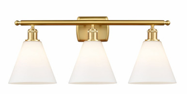 Berkshire Glass 3 Light Bath Vanity 11 Inch and 28 Inch Wide by Innovations - 516-3W-SG-GBC-81