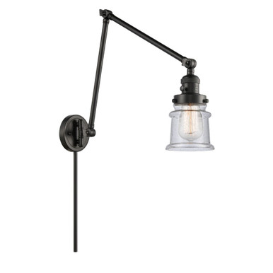 Canton 100W 1 LED Adjustable Swing Arm Wall Sconce 30X8 by Innovations - 238-BK-G184S-LED