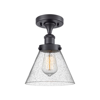 Cone 100W 1 LED Semi Flush Mount 13 Inch Tall X 8 Inch Wide by Innovations - 916-1C-BK-G44-LED