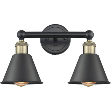 Edison 2 Light Bath Vanity 9.75 Inch Tall and 15.5 Inch Wide by Innovations - 616-2W-BAB-M8-BK