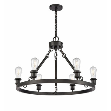 Saloon 6 Light Large Round Chandelier by Innovations - 830-BK