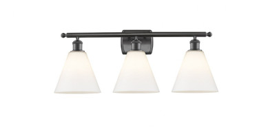 Berkshire Glass 3 Light Bath Vanity 11 Inch and 28 Inch Wide by Innovations - 516-3W-OB-GBC-81