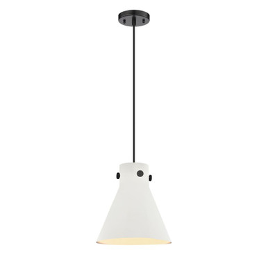Newton Cone 1 Light Cord Hung Pendant 11.38 and 10 Inch Wide by Innovations - 410-1PM-BK-M411-10W