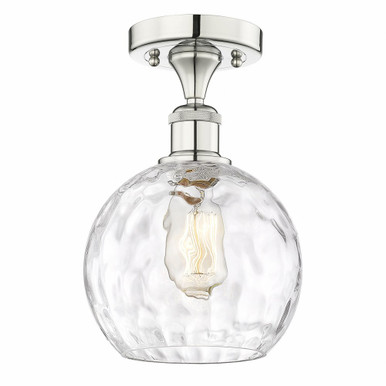 Athens Water Glass 1 Light Semi Flush Mount 12 X 8 Inch Wide by Innovations - 616-1F-PN-G1215-8