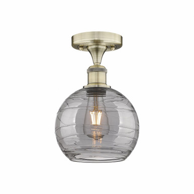 Athens Deco Swirl 1 Light 7.5 Inch Wide Semi Flush Mount by Innovations - 616-1F-AB-G1213-8SM