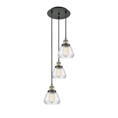 Fulton 3 Light Cord Hung Multi Pendant 26.25X13.5 Inch Wide by Innovations - 113F-3P-BAB-G172
