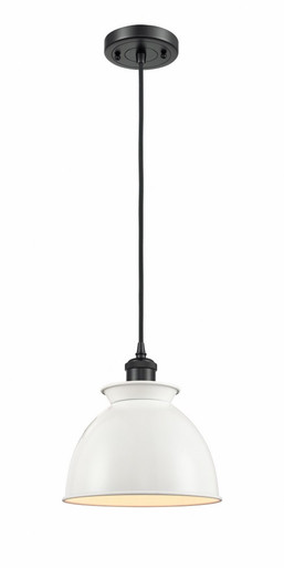 Adirondack 1 Light Industrial Cord Hung Small Pendant by Innovations - 516-1P-BK-M14-W