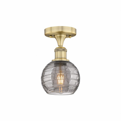 Athens Deco Swirl 1 Light 5.88 Inch Wide Semi Flush Mount by Innovations - 616-1F-BB-G1213-6SM
