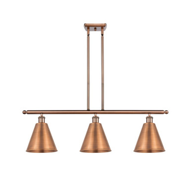 Berkshire Metal 3 Light Stem hung Island 10.5X36 Inch Wide by Innovations - 516-3I-AC-MBC-8-AC