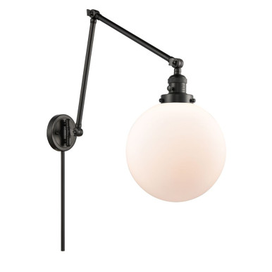 Beacon 1 Light Adjustable Swing Arm Wall Sconce 32X 10 by Innovations - 238-BK-G201-10