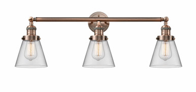 Cone 3 Light Bath Vanity 11 Inch Tall and 30 Inch Wide by Innovations - 205-AC-G62