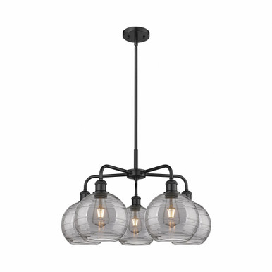 Athens Deco Swirl 5 Light Medium Chandelier by Innovations 516-5CR-G1213-8 - 516-5CR-BK-G1213-8SM