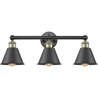 Edison 3 Light Bath Vanity 9.75 Inch Tall and 24.5 Inch Wide by Innovations - 616-3W-BAB-M8-BK