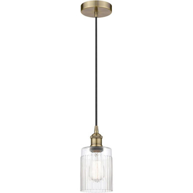Hadley 100W 1 LED Cord Drum Mini Pendant 9 and 4.5 Inch Wide by Innovations - 616-1P-AB-G342-LED