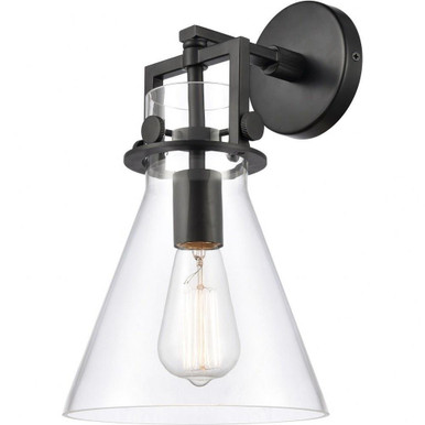 Newton One Light Wall Sconce 8 x 14.5 Inch by Innovations 411-1W-BK-8CL - 411-1W-BK-8CL